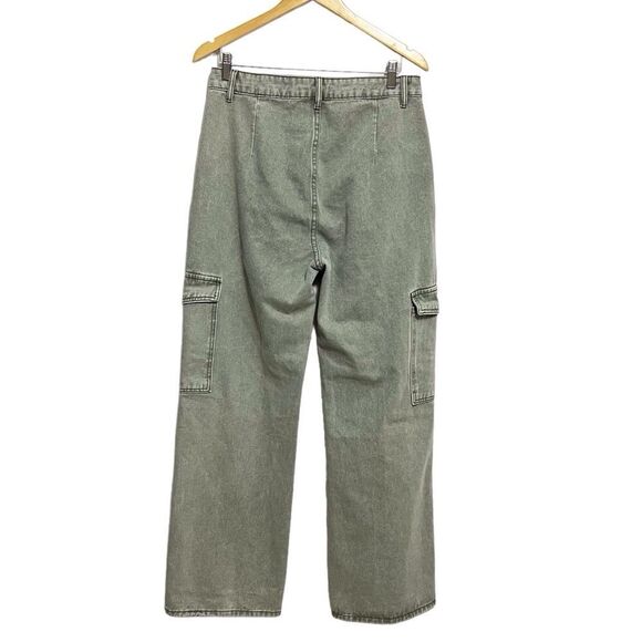 SHEIN Green Wide Leg Cargo Jeans Size 10 - Picture 4 of 6